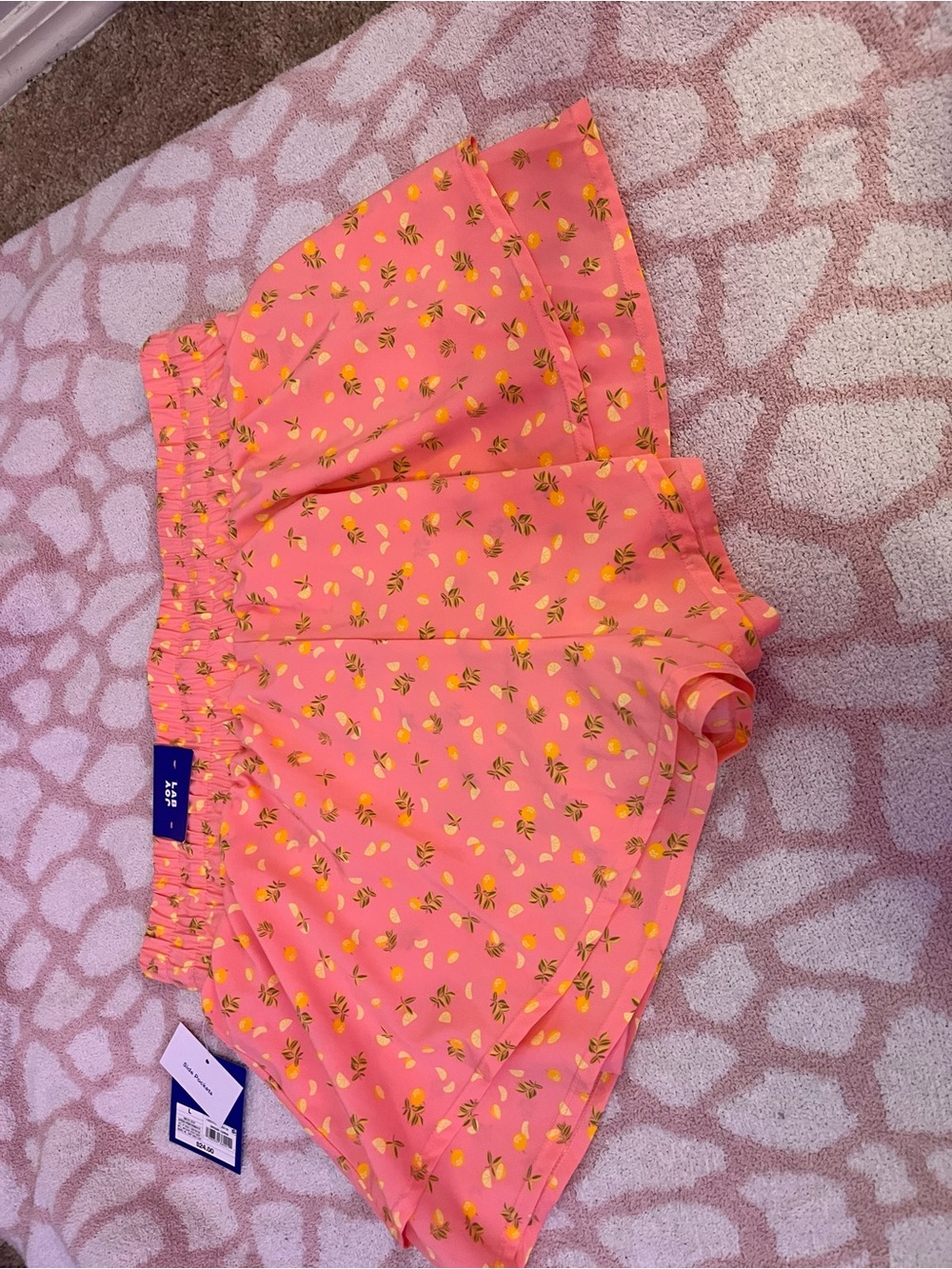 JoyLab Coral Pink Athletic Shorts with Yellow Lemon Print - Picture 7 of 7